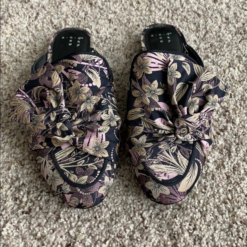 Purple floral mules